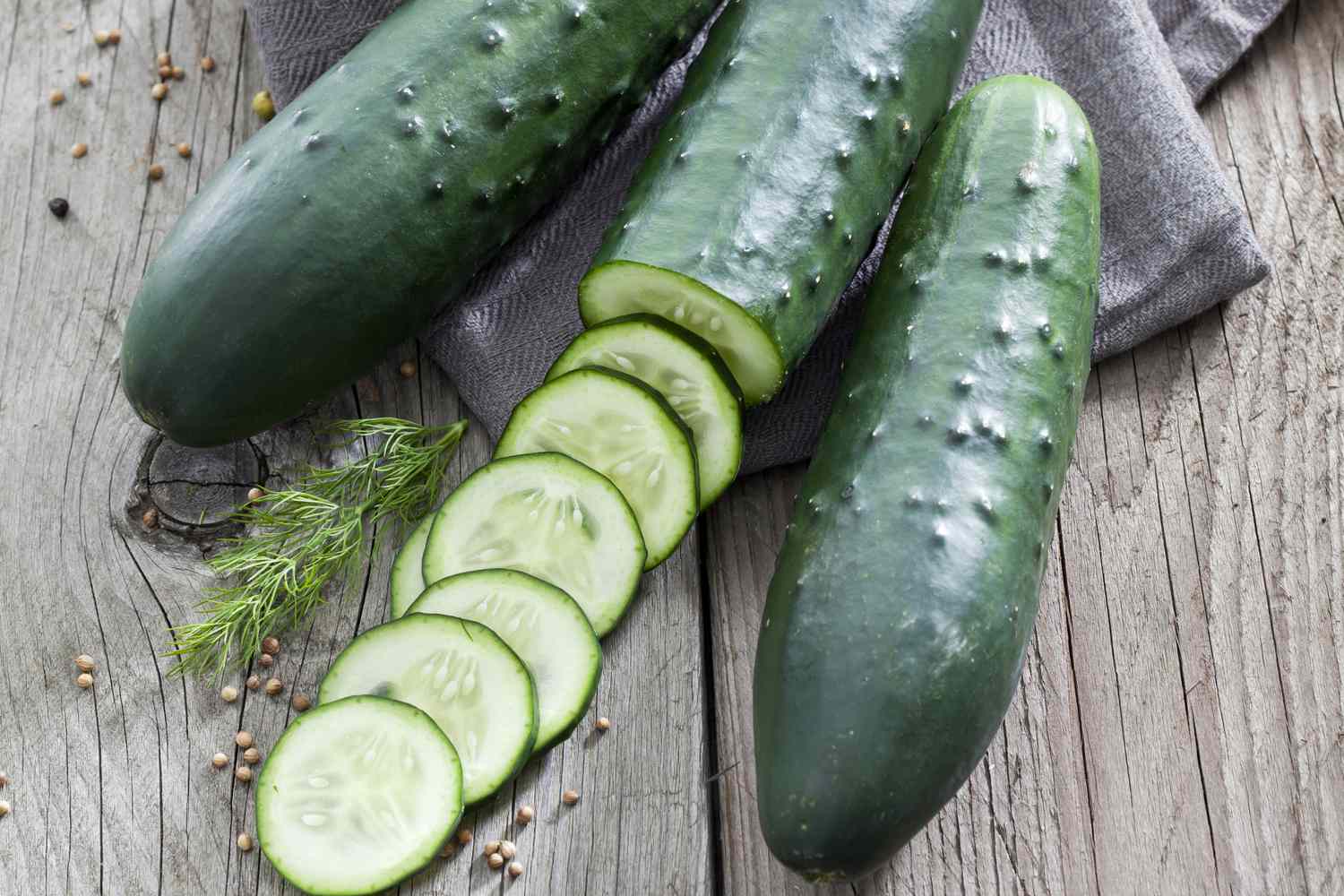 A top view of raw cucumbers cut