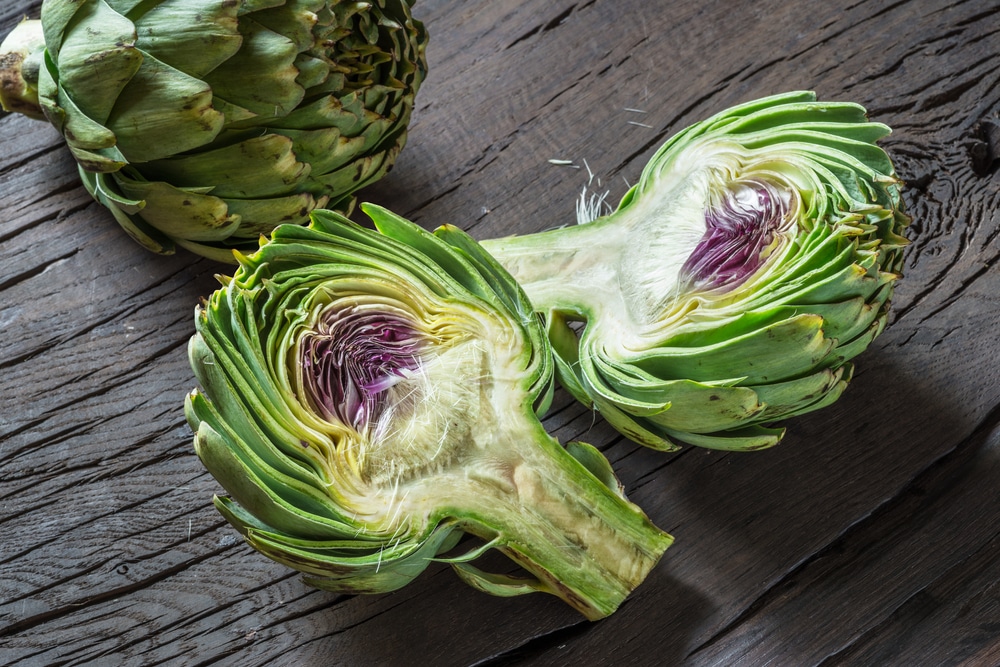 A view of half cut artichoke