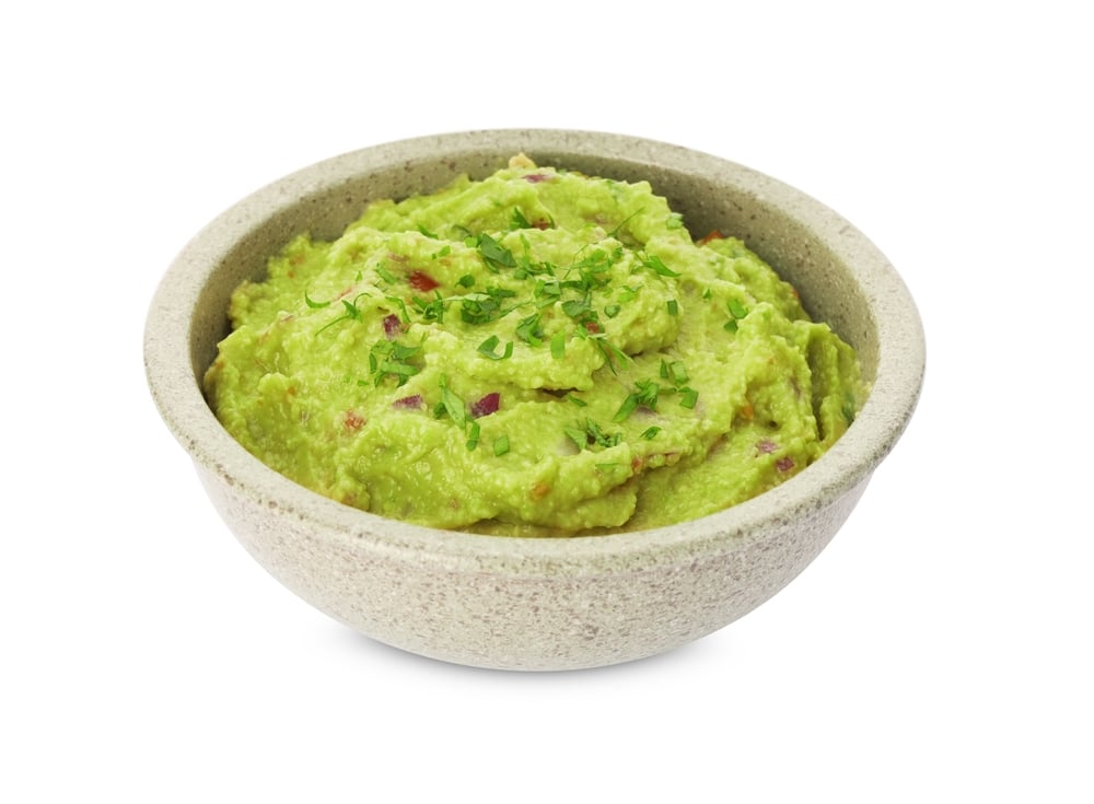 A view of a bowl of guacamole